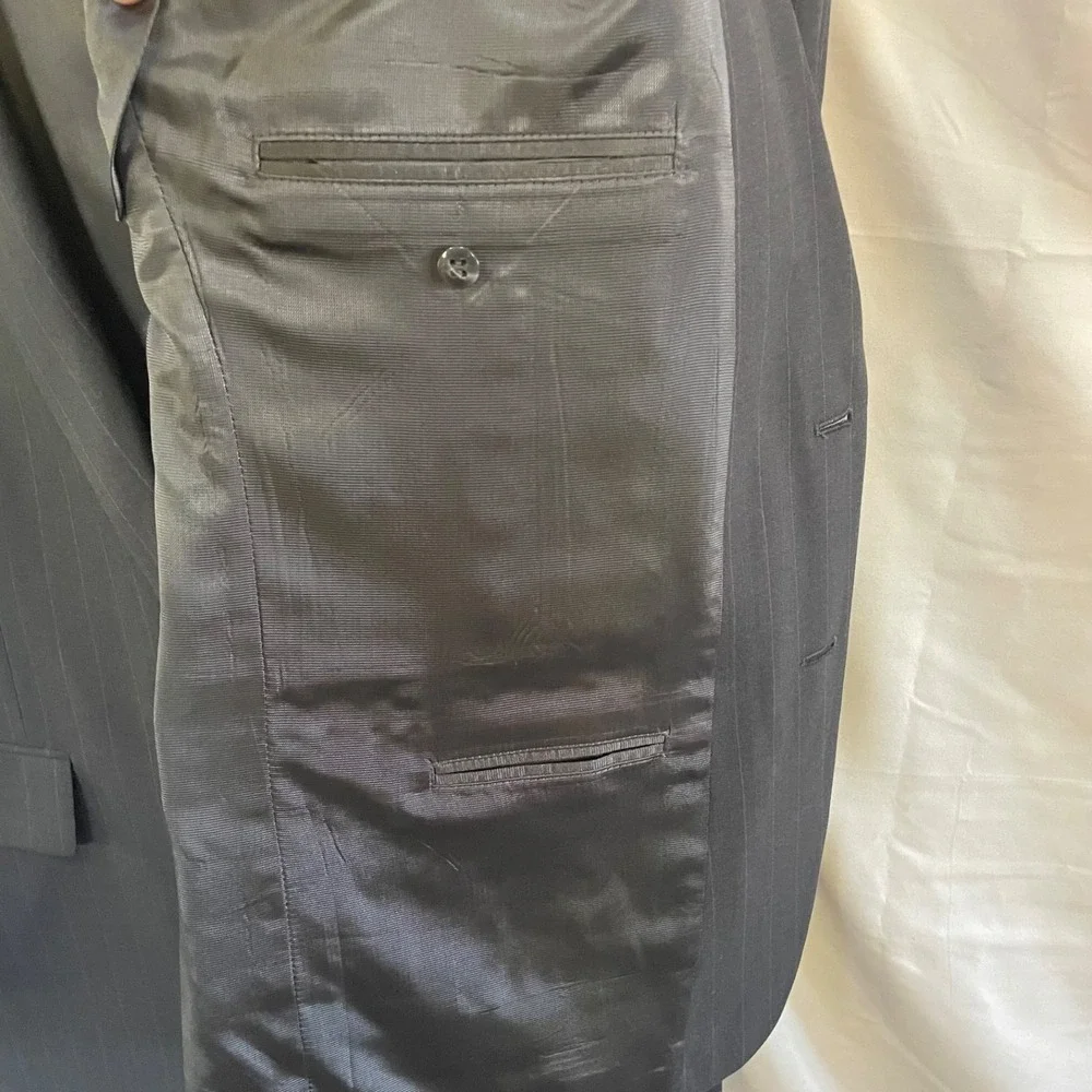 Men's Oscar de‎ la Renta Suit (Jacket & Pants Set) Grey Pinstripe 100% wool